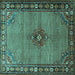 Square Persian Turquoise Traditional Rug, tr1638turq