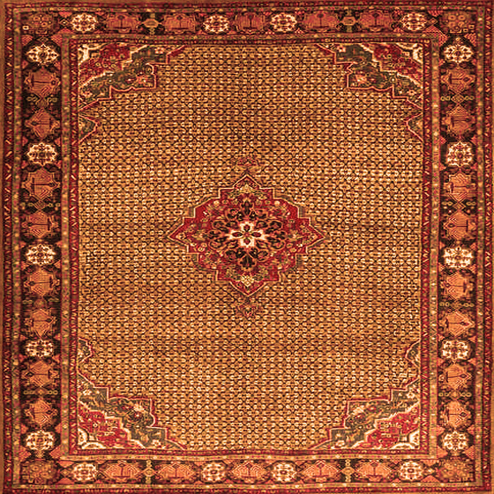 Round Machine Washable Persian Orange Traditional Area Rugs, wshtr1638org