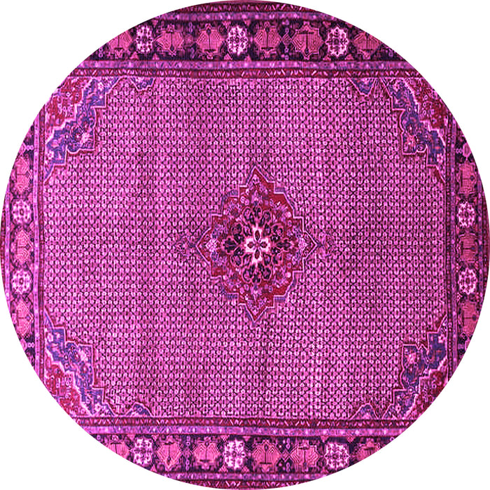 Round Machine Washable Persian Pink Traditional Rug, wshtr1638pnk