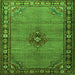 Round Machine Washable Persian Green Traditional Area Rugs, wshtr1638grn