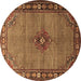 Round Persian Brown Traditional Rug, tr1638brn