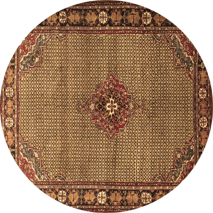 Round Machine Washable Persian Brown Traditional Rug, wshtr1638brn