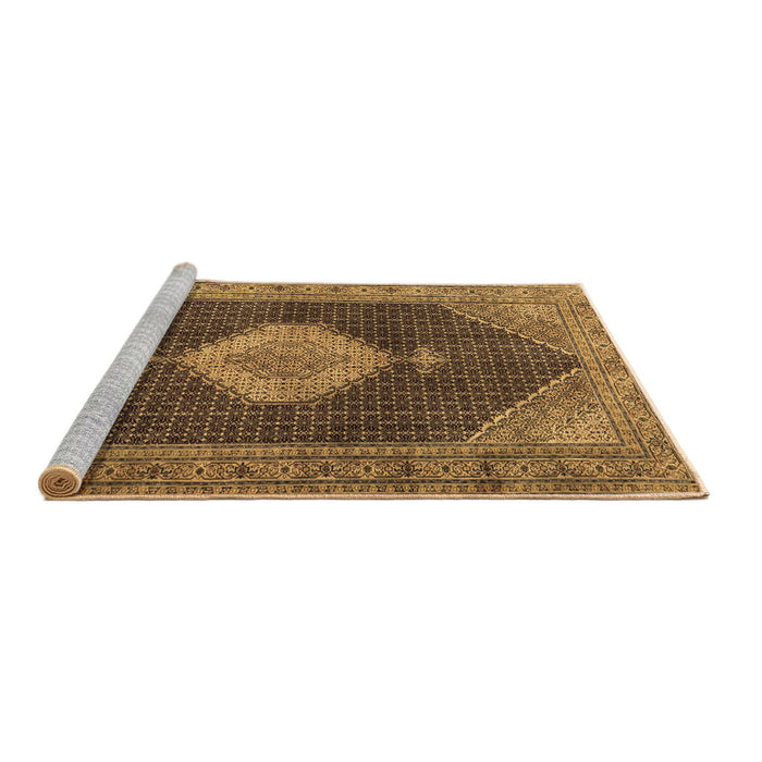 Sideview of Machine Washable Medallion Brown Traditional Rug, wshtr1639brn