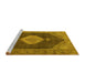 Sideview of Machine Washable Medallion Yellow Traditional Rug, wshtr1639yw