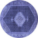 Round Medallion Blue Traditional Rug, tr1639blu