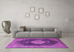 Machine Washable Medallion Purple Traditional Area Rugs in a Living Room, wshtr1639pur