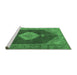 Sideview of Machine Washable Medallion Emerald Green Traditional Area Rugs, wshtr1639emgrn