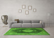 Machine Washable Medallion Green Traditional Area Rugs in a Living Room,, wshtr1639grn