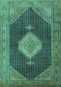 Medallion Turquoise Traditional Rug, tr1639turq