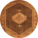 Square Medallion Orange Traditional Rug, tr1639org