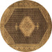 Round Medallion Brown Traditional Rug, tr1639brn