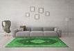 Machine Washable Medallion Emerald Green Traditional Area Rugs in a Living Room,, wshtr1639emgrn