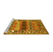 Sideview of Machine Washable Persian Yellow Traditional Rug, wshtr163yw