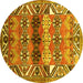 Round Persian Yellow Traditional Rug, tr163yw