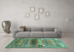 Machine Washable Persian Turquoise Traditional Area Rugs in a Living Room,, wshtr163turq