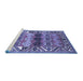 Sideview of Machine Washable Persian Blue Traditional Rug, wshtr163blu