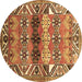 Round Persian Brown Traditional Rug, tr163brn