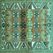 Square Persian Turquoise Traditional Rug, tr163turq