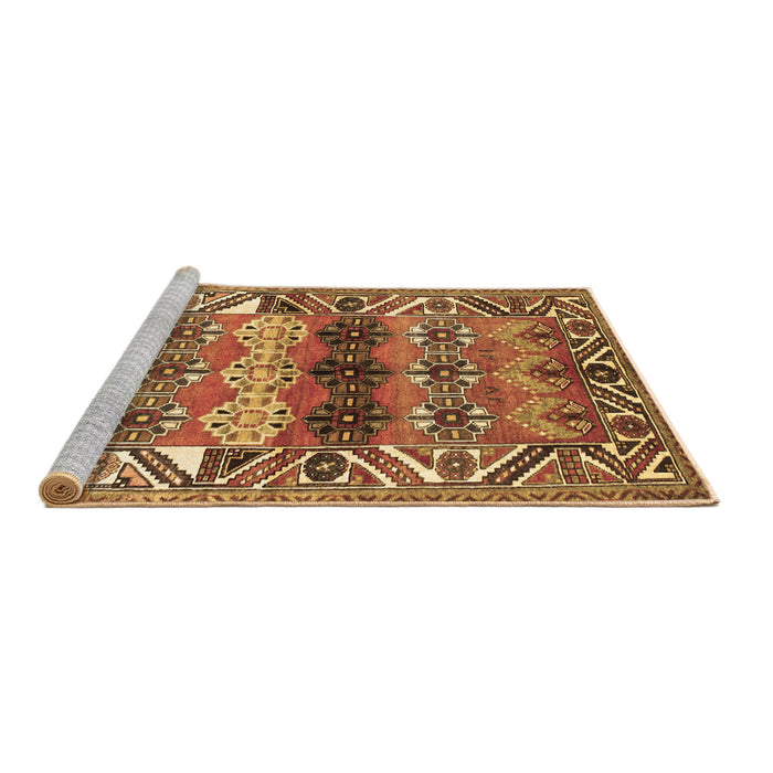 Sideview of Machine Washable Persian Brown Traditional Rug, wshtr163brn