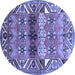 Round Persian Blue Traditional Rug, tr163blu