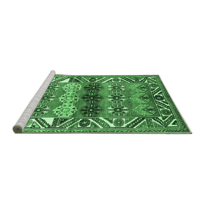 Sideview of Machine Washable Persian Emerald Green Traditional Area Rugs, wshtr163emgrn