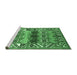 Sideview of Machine Washable Persian Emerald Green Traditional Area Rugs, wshtr163emgrn