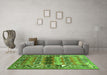 Machine Washable Persian Green Traditional Area Rugs in a Living Room,, wshtr163grn