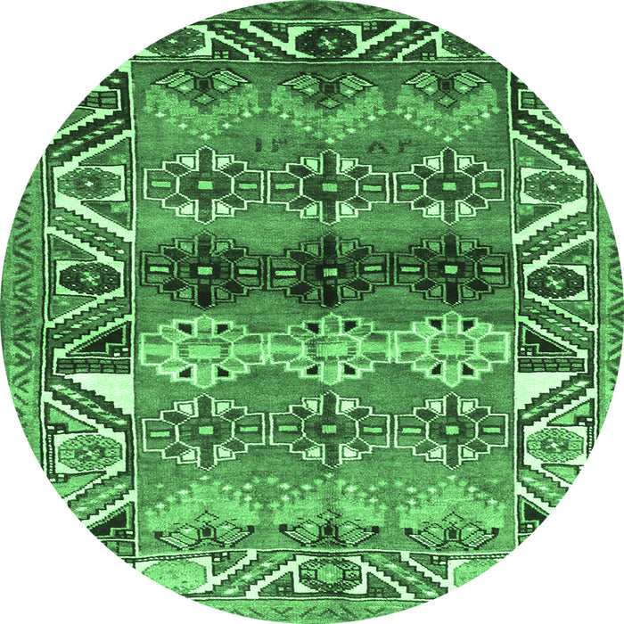 Round Machine Washable Persian Emerald Green Traditional Area Rugs, wshtr163emgrn