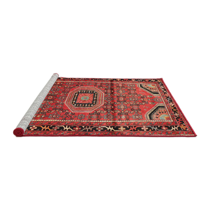 Sideview of Machine Washable Traditional Rust Pink Rug, wshtr164