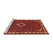 Sideview of Machine Washable Traditional Gold Brown Rug, wshtr1640