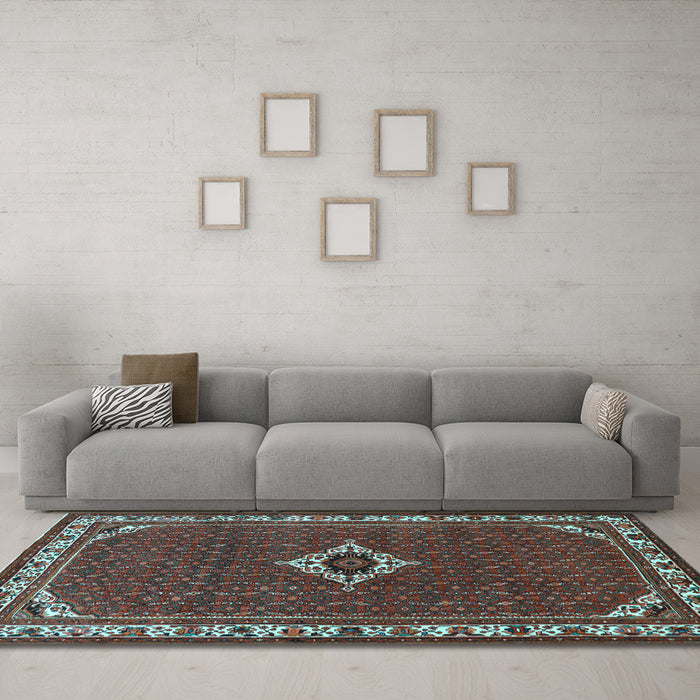 Machine Washable Persian Light Blue Traditional Rug in a Living Room, wshtr1640lblu