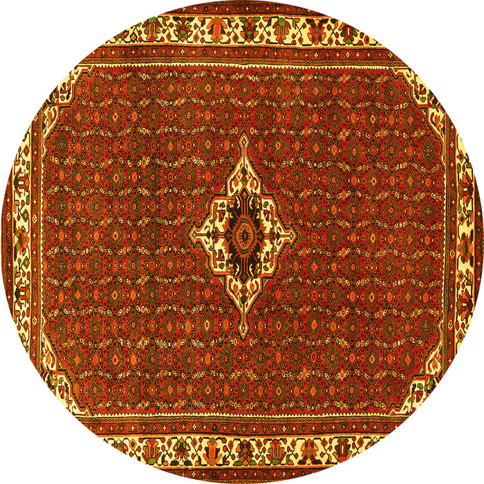 Round Persian Yellow Traditional Rug, tr1640yw