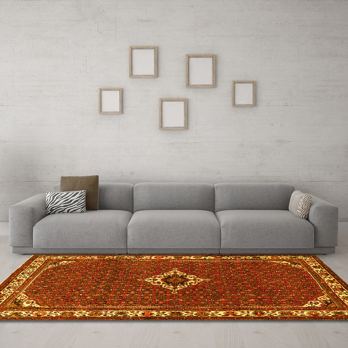 Machine Washable Persian Yellow Traditional Rug in a Living Room, wshtr1640yw