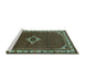 Sideview of Machine Washable Persian Turquoise Traditional Area Rugs, wshtr1640turq