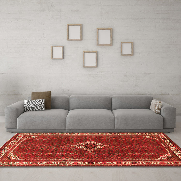 Machine Washable Persian Orange Traditional Area Rugs in a Living Room, wshtr1640org