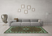 Machine Washable Persian Turquoise Traditional Area Rugs in a Living Room,, wshtr1640turq