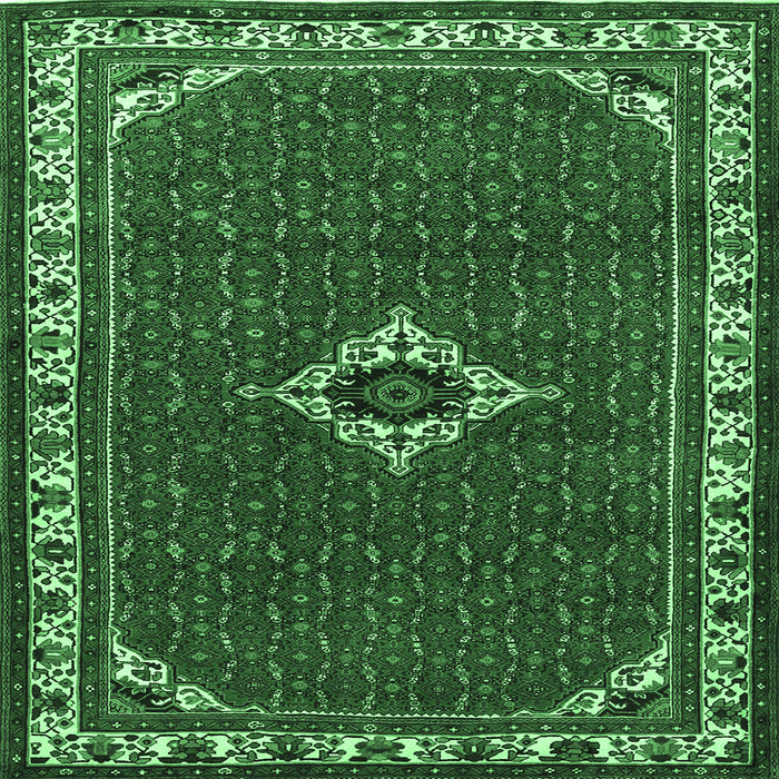 Square Machine Washable Persian Emerald Green Traditional Area Rugs, wshtr1640emgrn