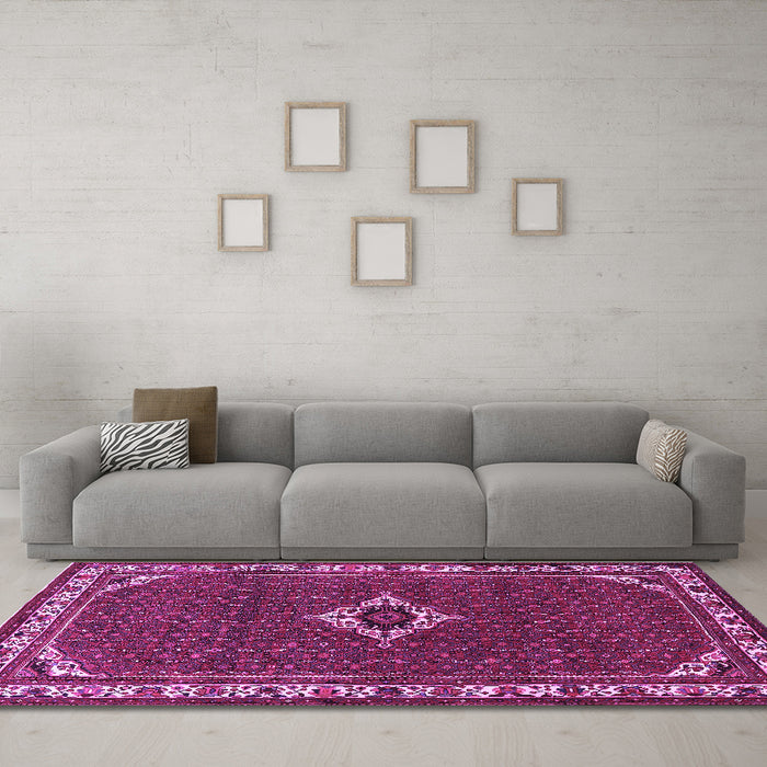 Machine Washable Persian Purple Traditional Area Rugs in a Living Room, wshtr1640pur