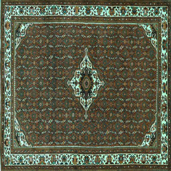 Square Machine Washable Persian Turquoise Traditional Area Rugs, wshtr1640turq