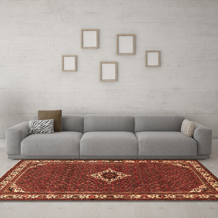 Machine Washable Persian Brown Traditional Rug in a Living Room,, wshtr1640brn