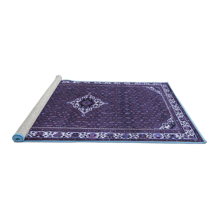 Sideview of Machine Washable Persian Blue Traditional Rug, wshtr1640blu