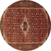 Round Persian Brown Traditional Rug, tr1641brn