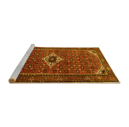 Sideview of Machine Washable Persian Yellow Traditional Rug, wshtr1641yw
