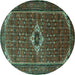 Round Persian Turquoise Traditional Rug, tr1641turq