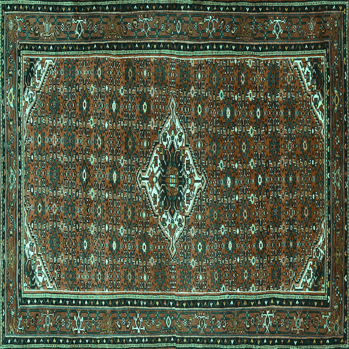 Square Machine Washable Persian Turquoise Traditional Area Rugs, wshtr1641turq