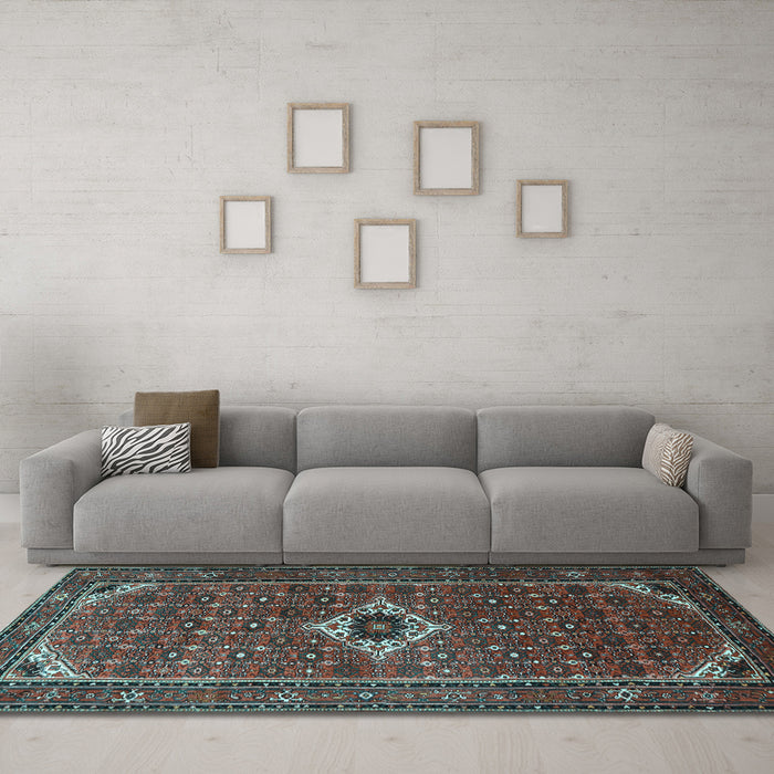 Machine Washable Persian Light Blue Traditional Rug in a Living Room, wshtr1641lblu