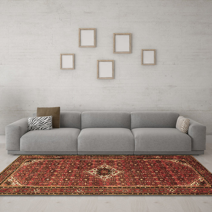 Machine Washable Persian Brown Traditional Rug in a Living Room,, wshtr1641brn