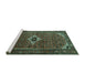 Sideview of Machine Washable Persian Turquoise Traditional Area Rugs, wshtr1641turq