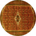 Round Persian Yellow Traditional Rug, tr1641yw