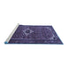 Sideview of Machine Washable Persian Blue Traditional Rug, wshtr1641blu